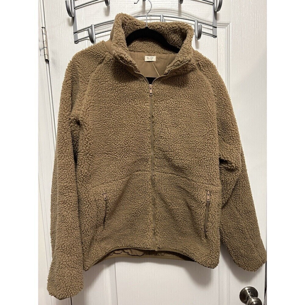 John‎ Galt Full Zip Jacket long sleeve fuzzy Camel brown Women’s One Size teddy